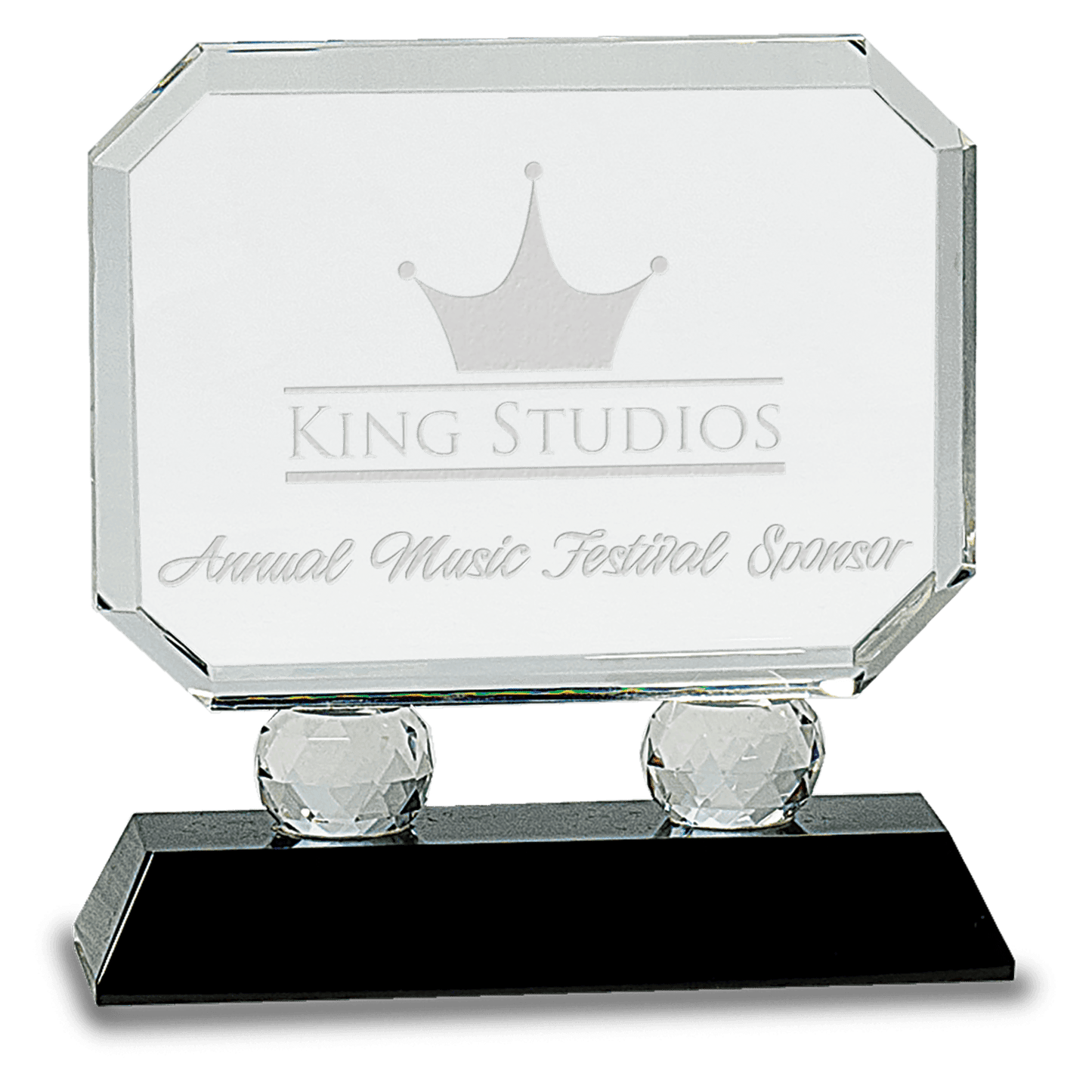Rectangle Crystal on Black Pedestal Base - 6"