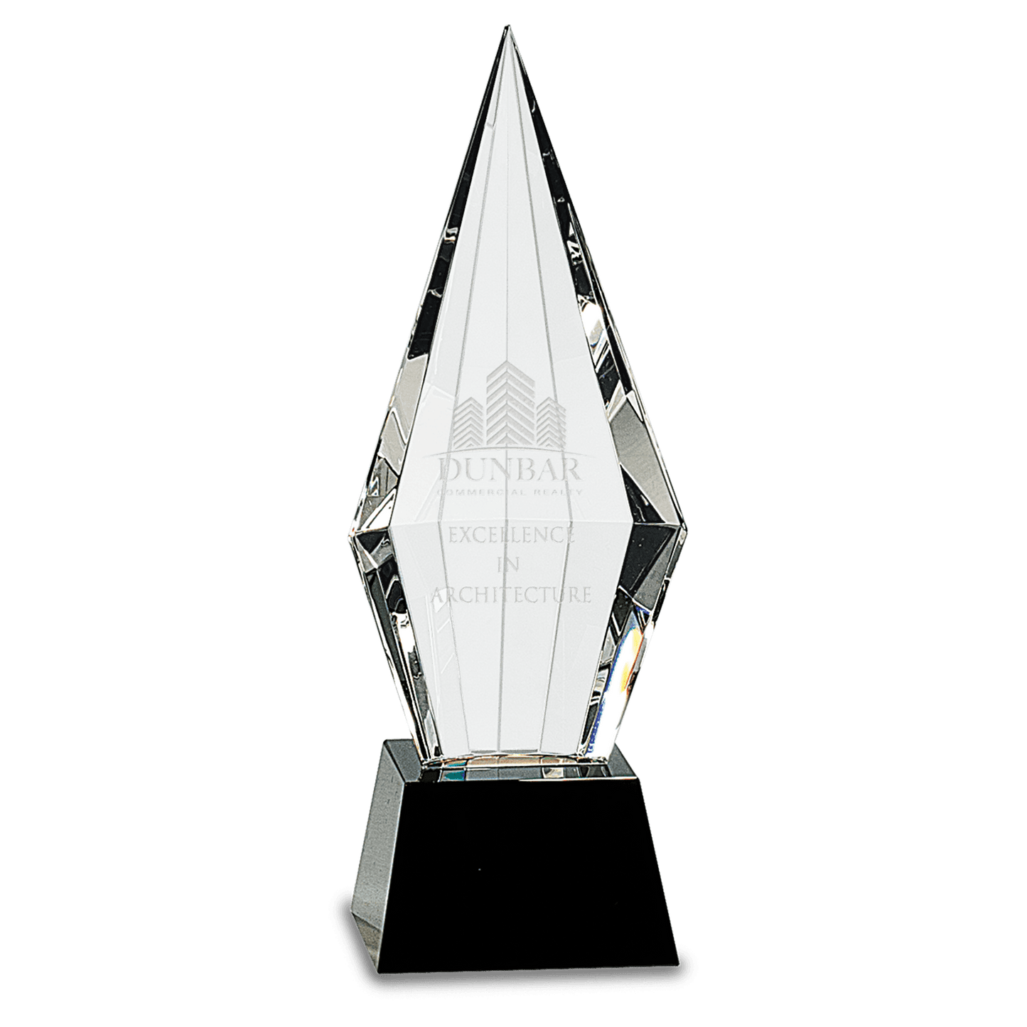 Obelisk Facet Crystal on Black Pedestal Base - 9 1/2"