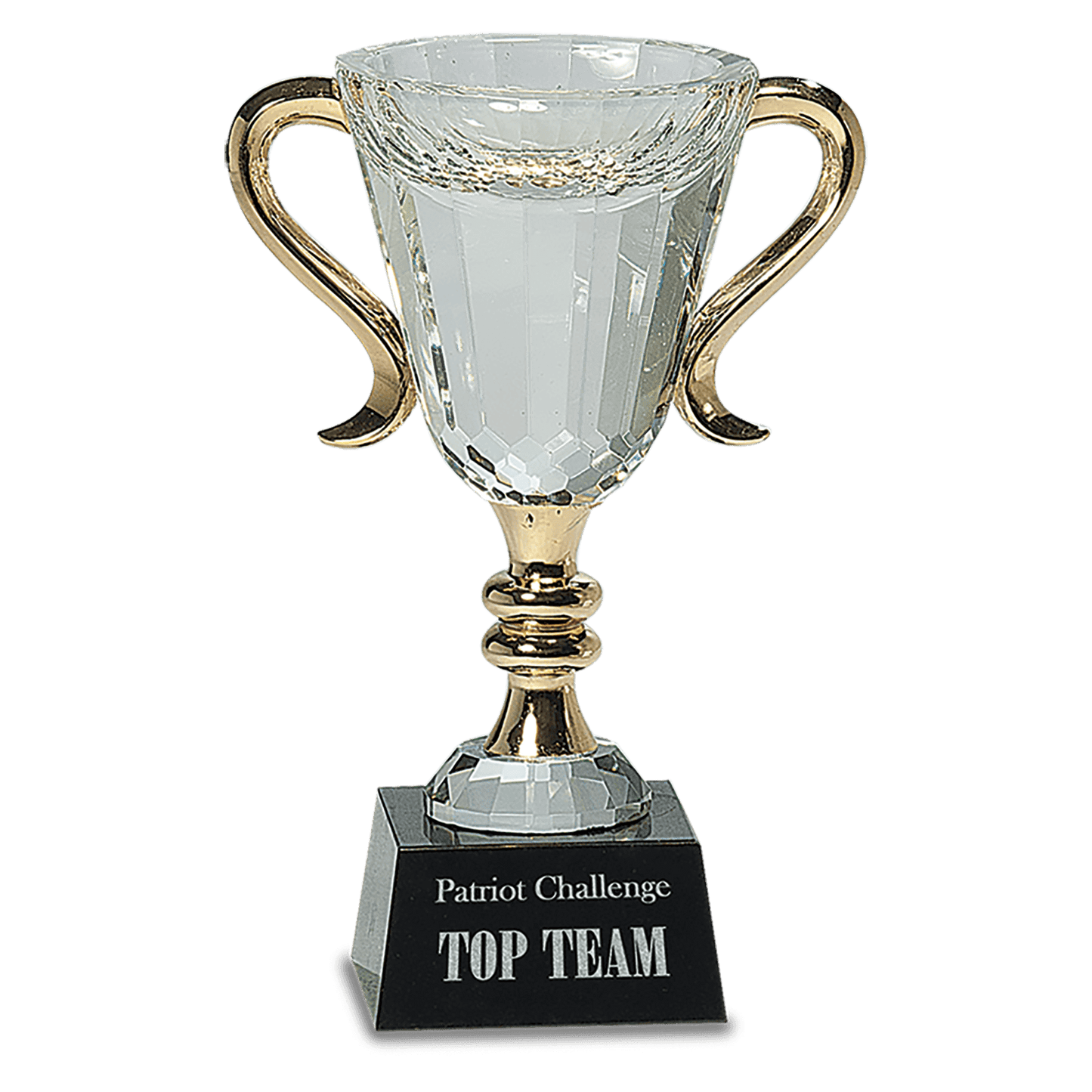 Crystal Cup with Gold Handles and Stem - 7 1/4"