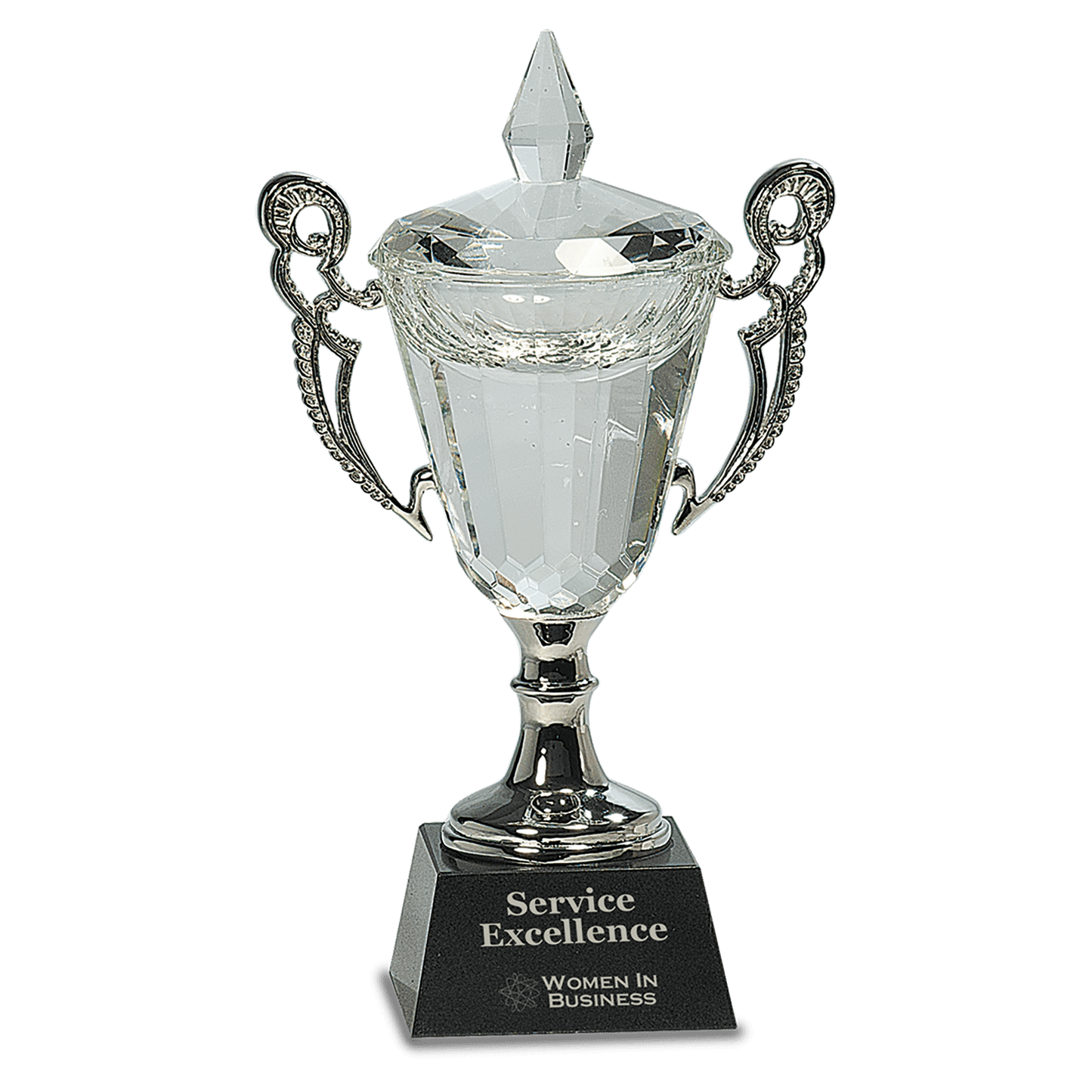 Crystal Cup with Silver Handles and Stem - 9 1/2"