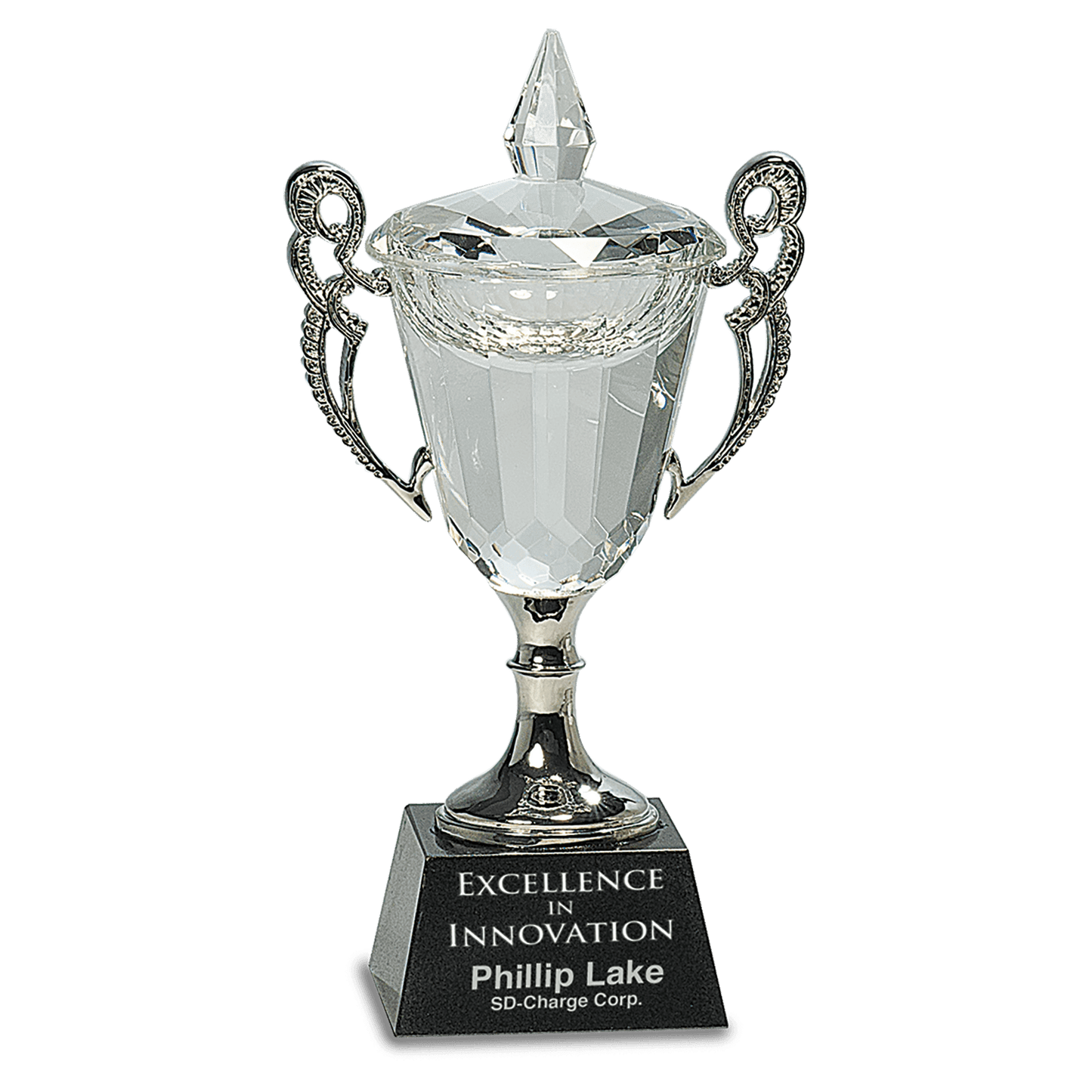 Crystal Cup with Silver Handles and Stem - 8"