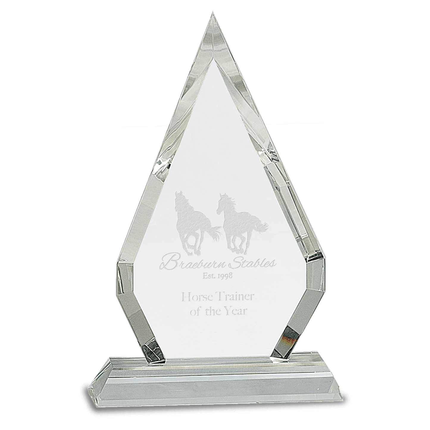 Crystal Diamond on Clear Pedestal Base - 8 1/2"
