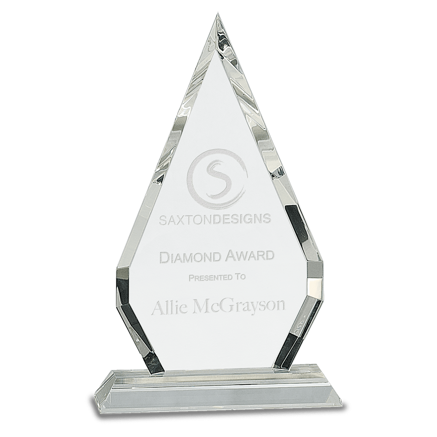 Crystal Diamond on Clear Pedestal Base - 10"