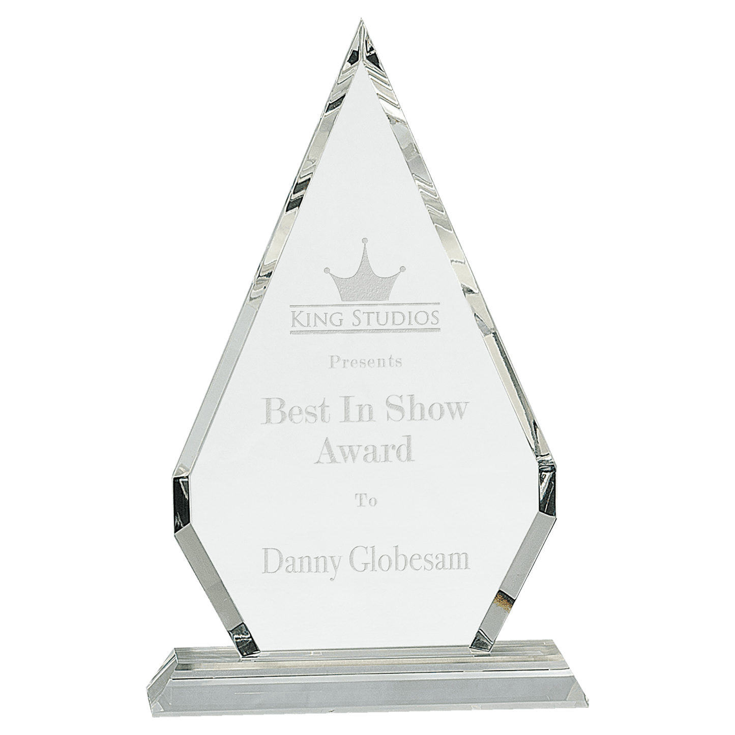 Crystal Diamond on Clear Pedestal Base - 10 3/4"