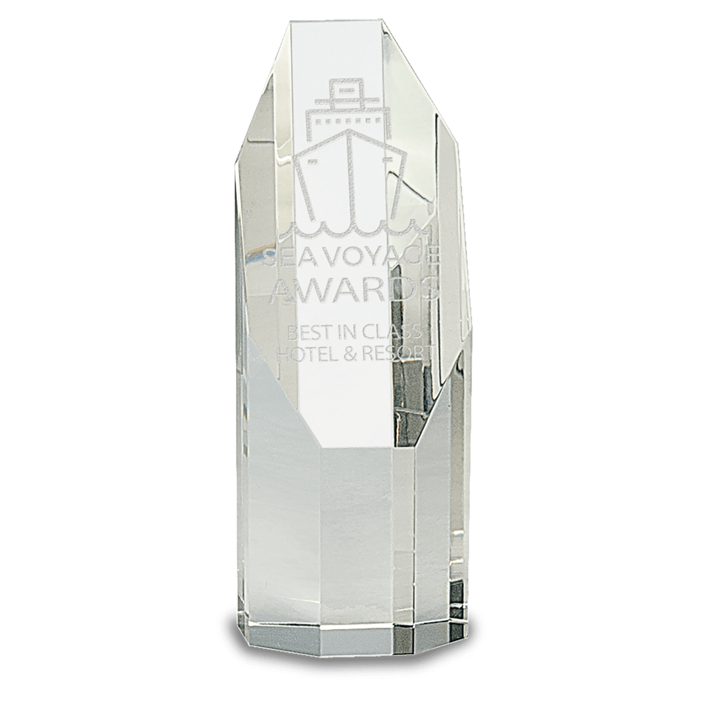 Clear Octagon Slant-Top Crystal Tower - 6"