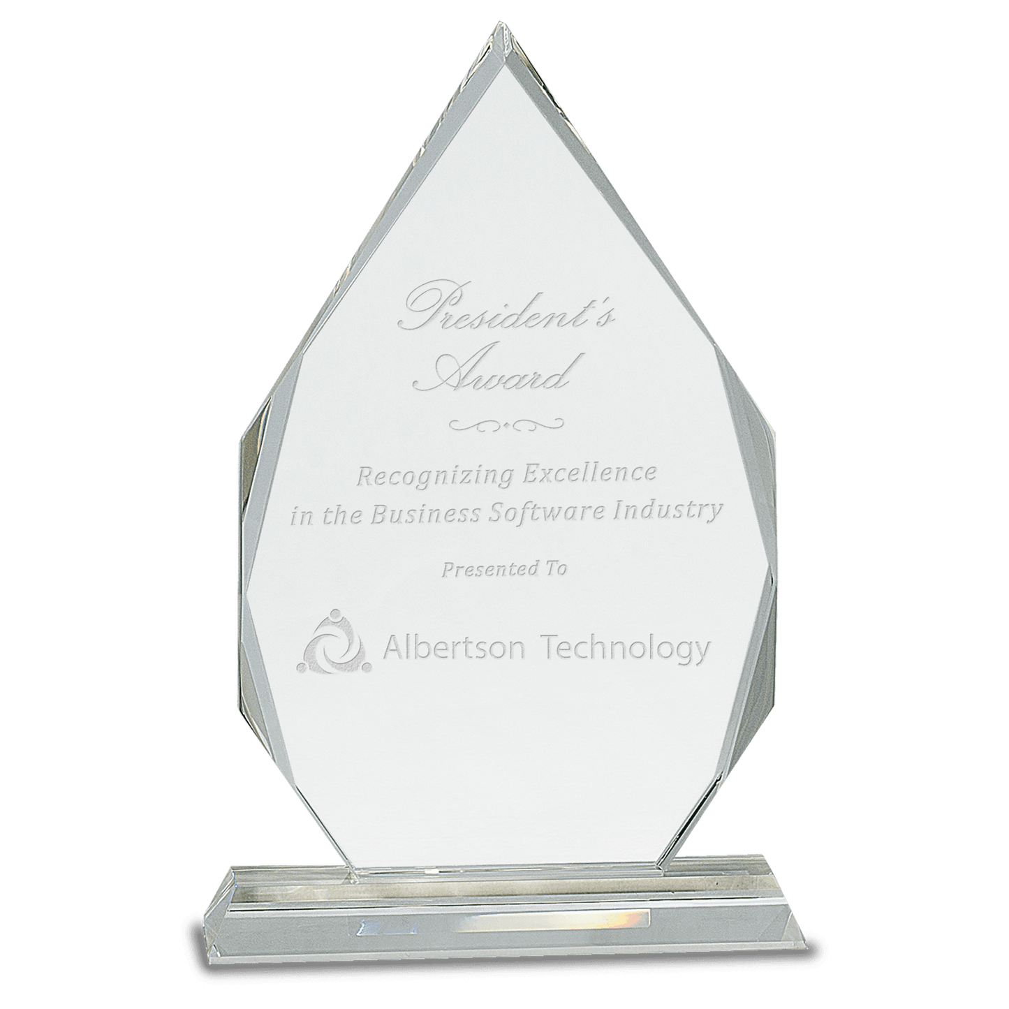 Crystal Diamond on Clear Pedestal Base - 10 1/2"
