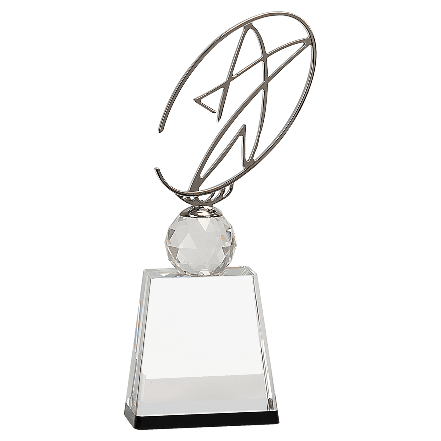 Clear/Black Crystal Award with Silver Metal Oval Star - 11"