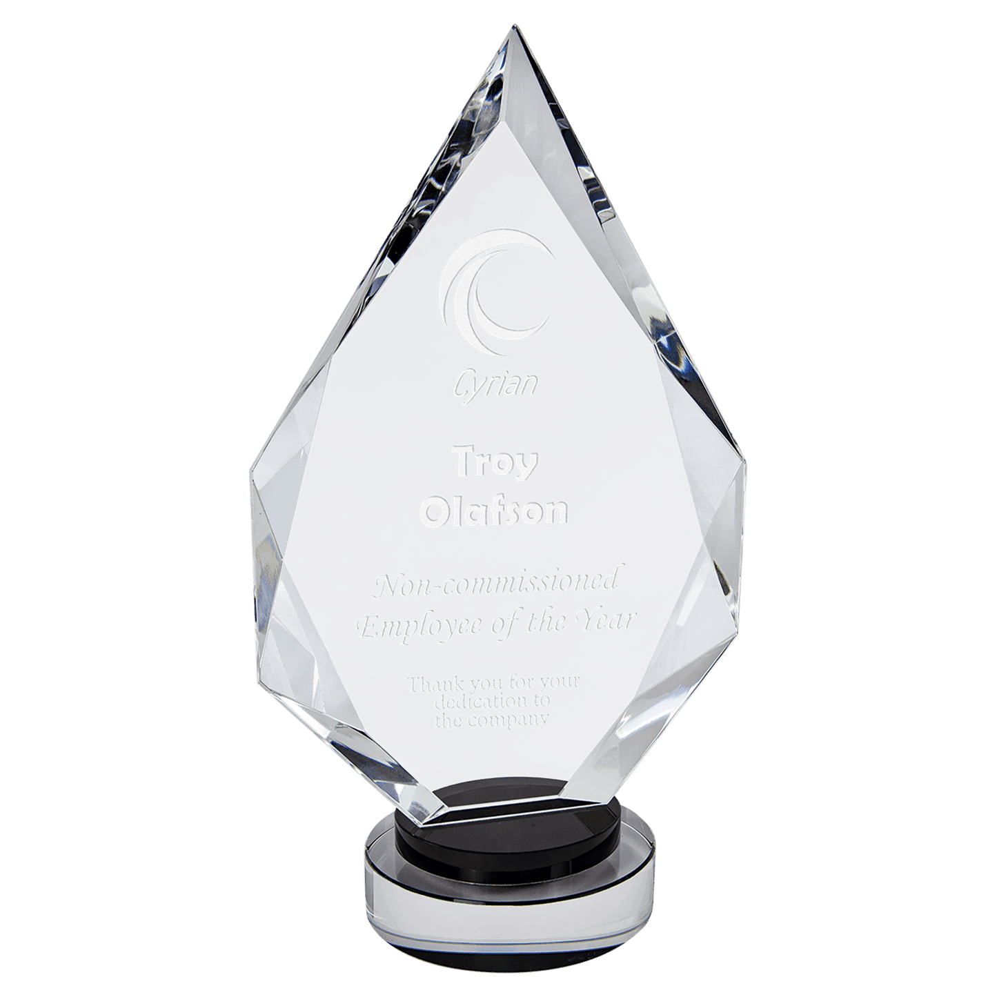 Diamond Crystal on Black & Clear Round Base - 10 1/4"