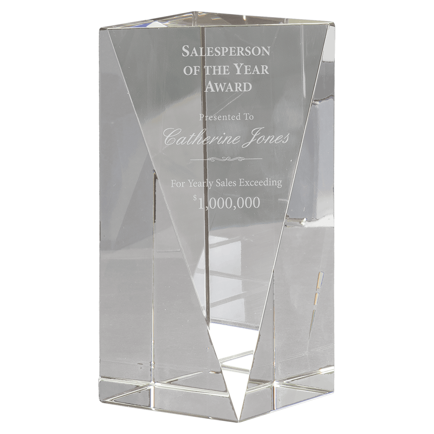 Crystal Triangle Front Pillar - 6"