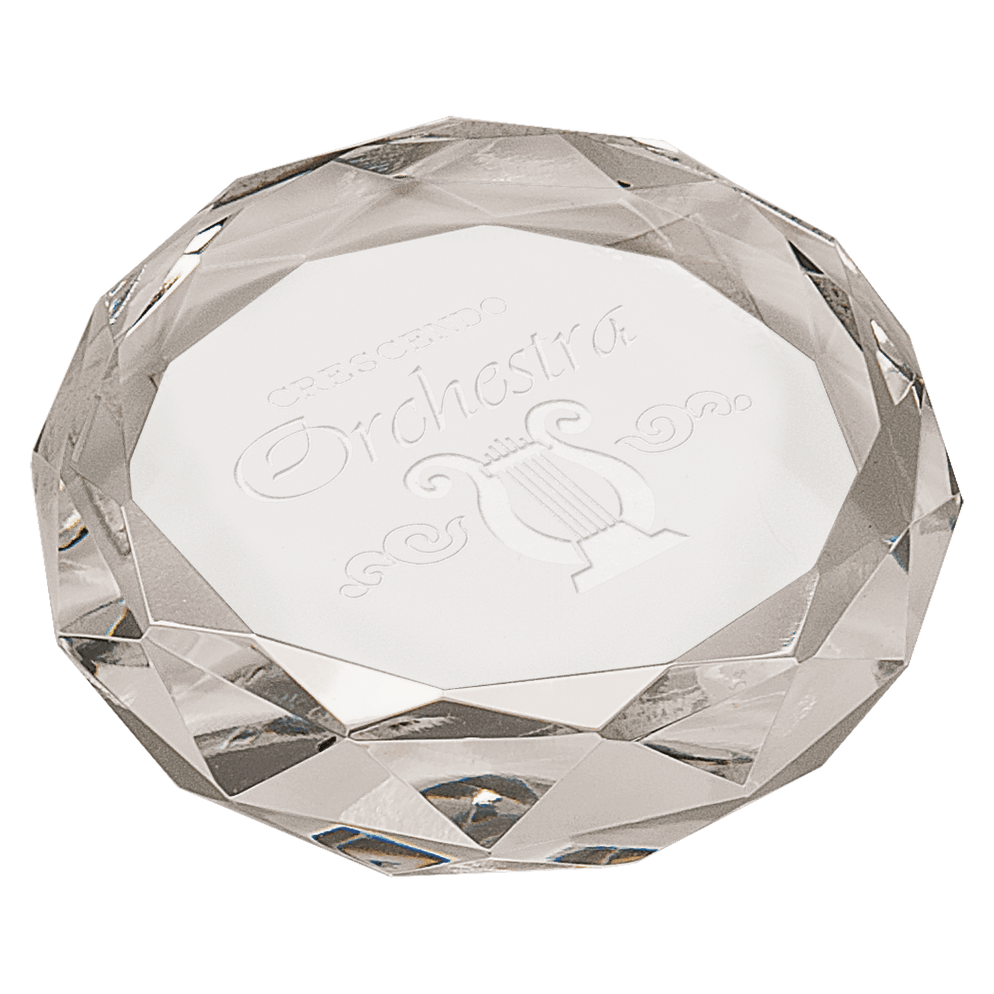 Clear Round Crystal Paperweight - 3"