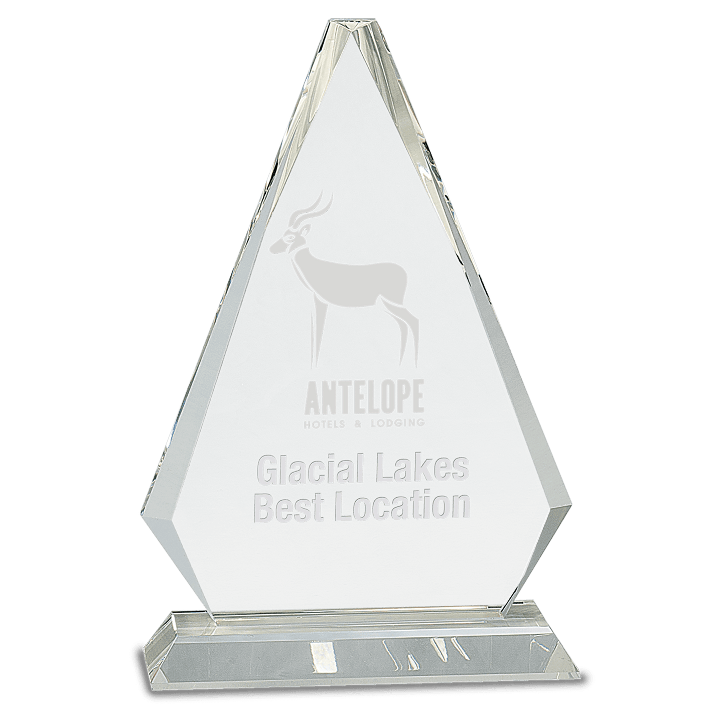 Clear Crystal Triangle on Clear Pedestal Base - 10 3/4"