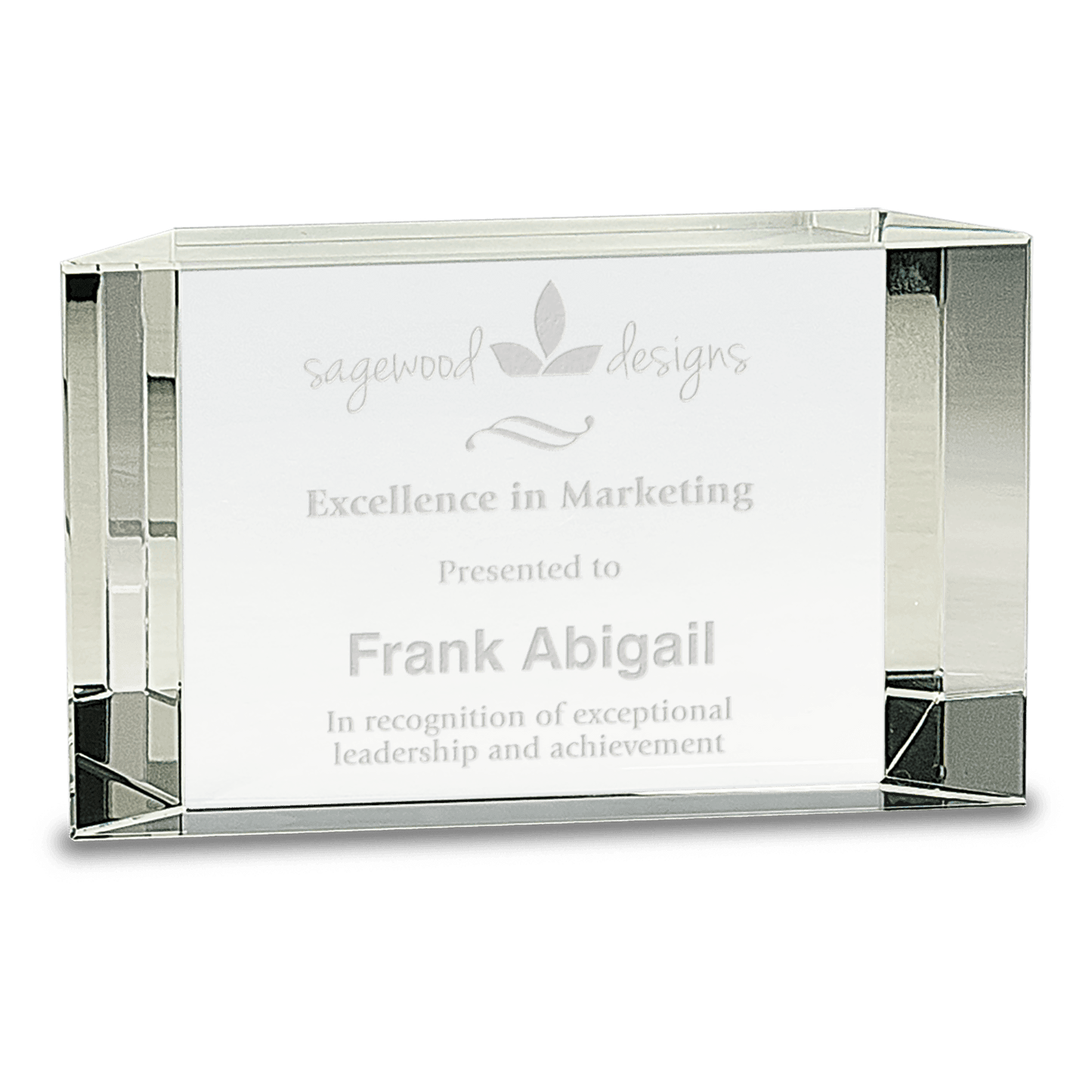 Clear Crystal Facet Block - 6" x 3 1/2"