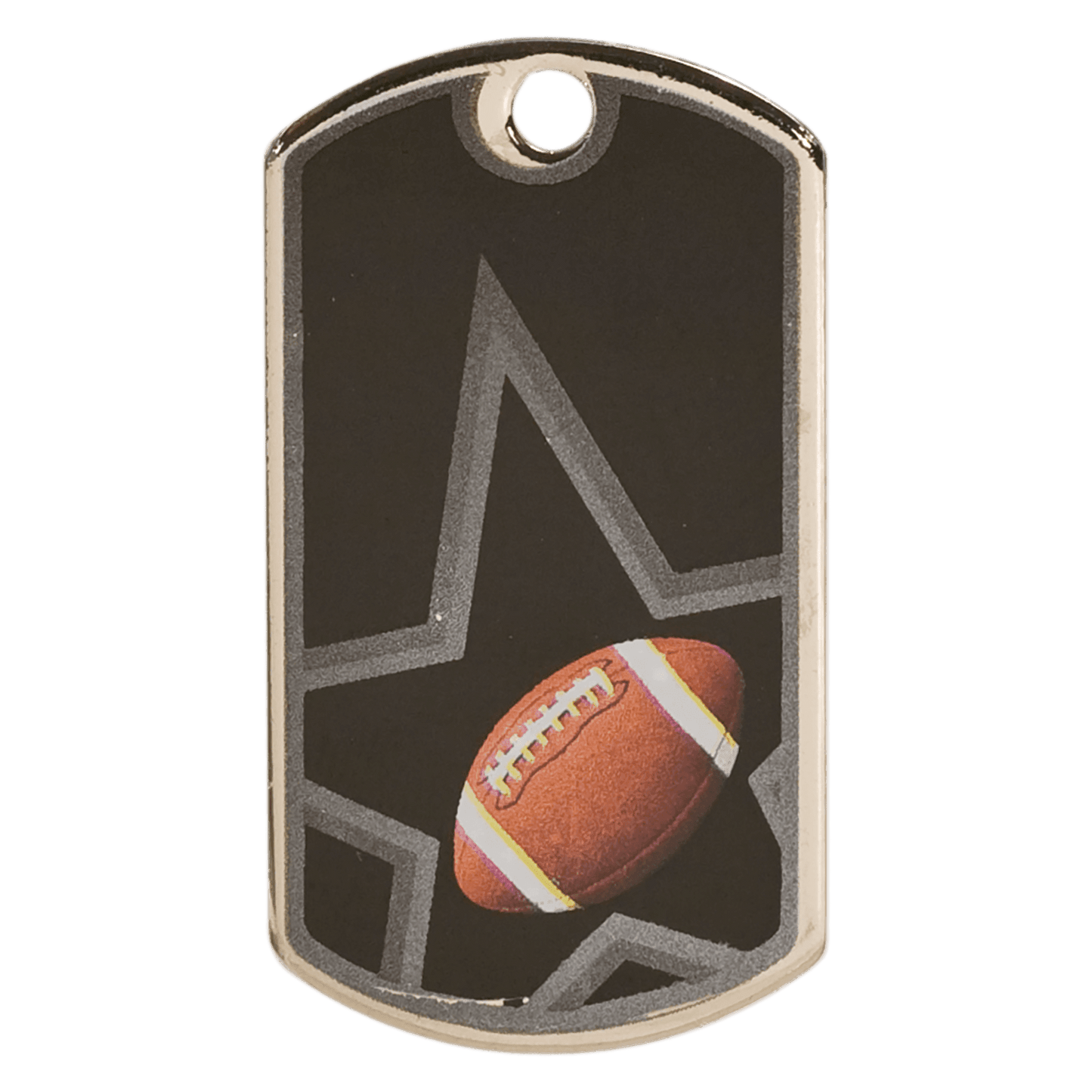 Black/Silver Football Engravable Star Dog Tag - 2"