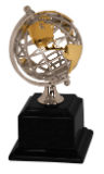 Gold/Silver Globe with Black Piano Finish Base - 8 3/4"