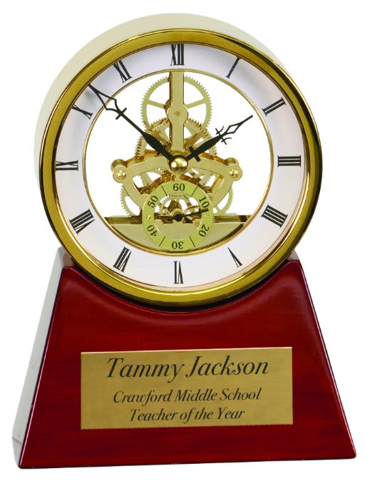Executive Gold & Rosewood Piano Finish Clock - 7 1/4"