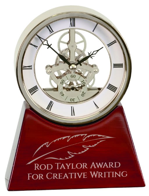 Executive Silver & Rosewood Piano Finish Clock - 7 1/4"