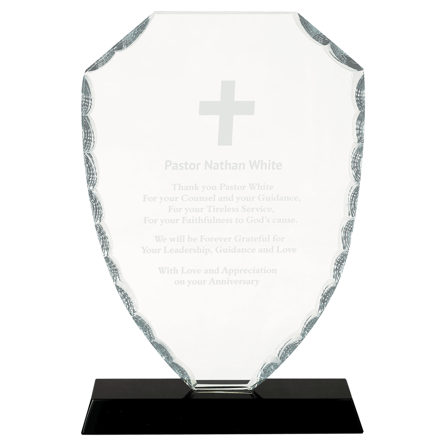 Shield Facet Glass on Black Base - 8 1/4"