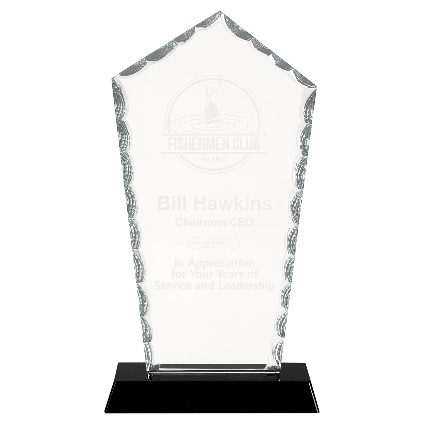 Diamond Facet Glass on Black Base - 9"