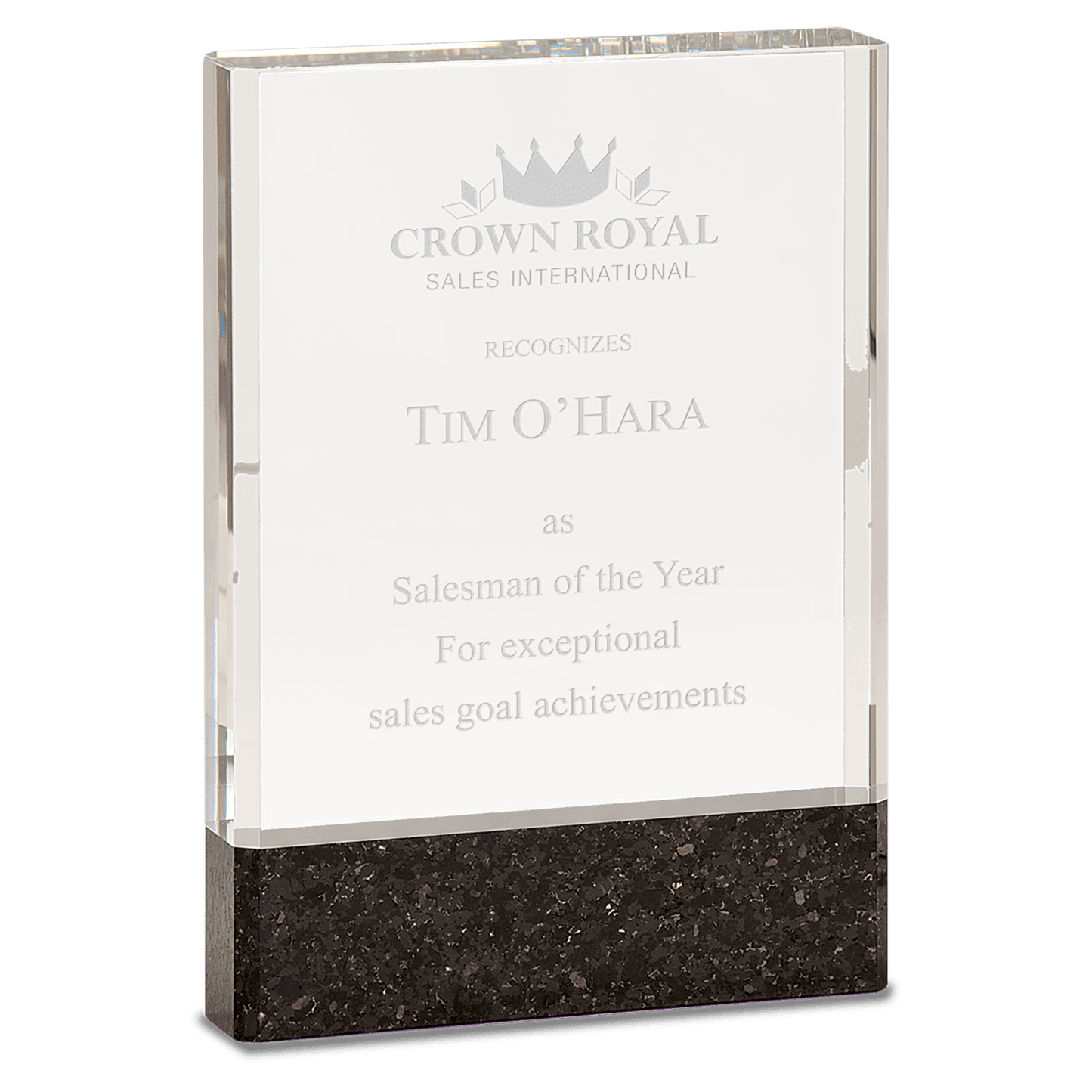 Clear Fusion Crystal Award with Genuine Black Marble - 5" x 7"