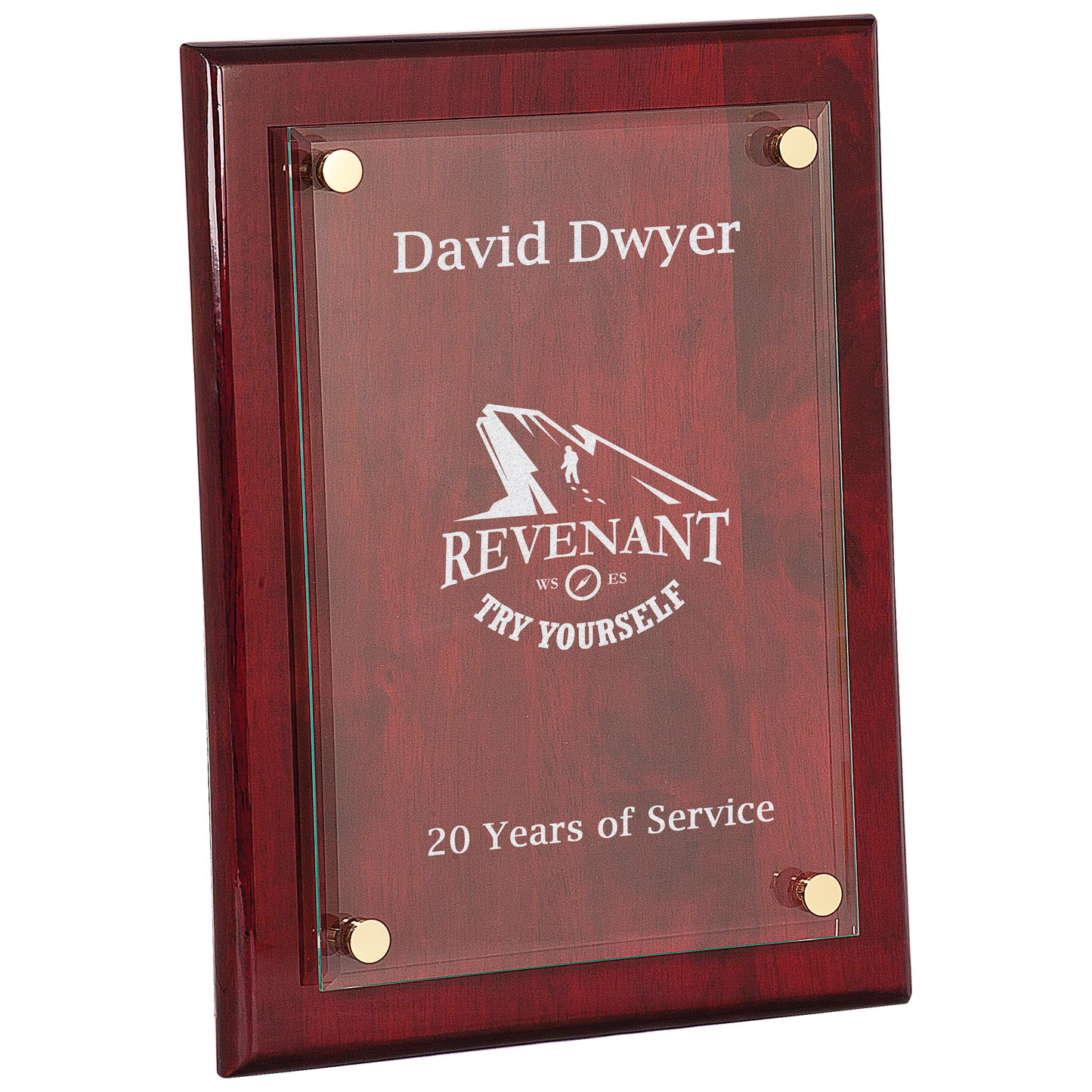 Rosewood Piano Finish Floating Glass Plaque - 9" x 12"
