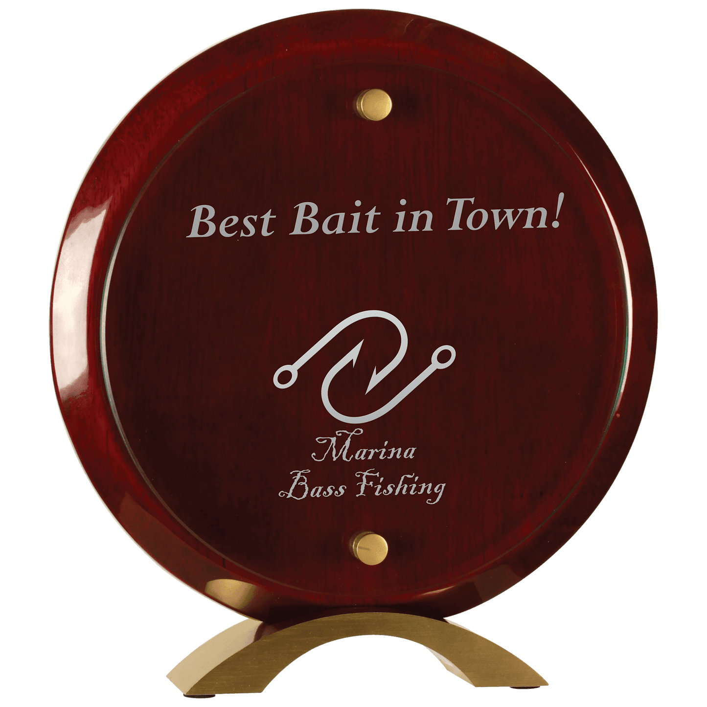 Round Rosewood Piano Finish Floating Acrylic Standup - 8 1/2"