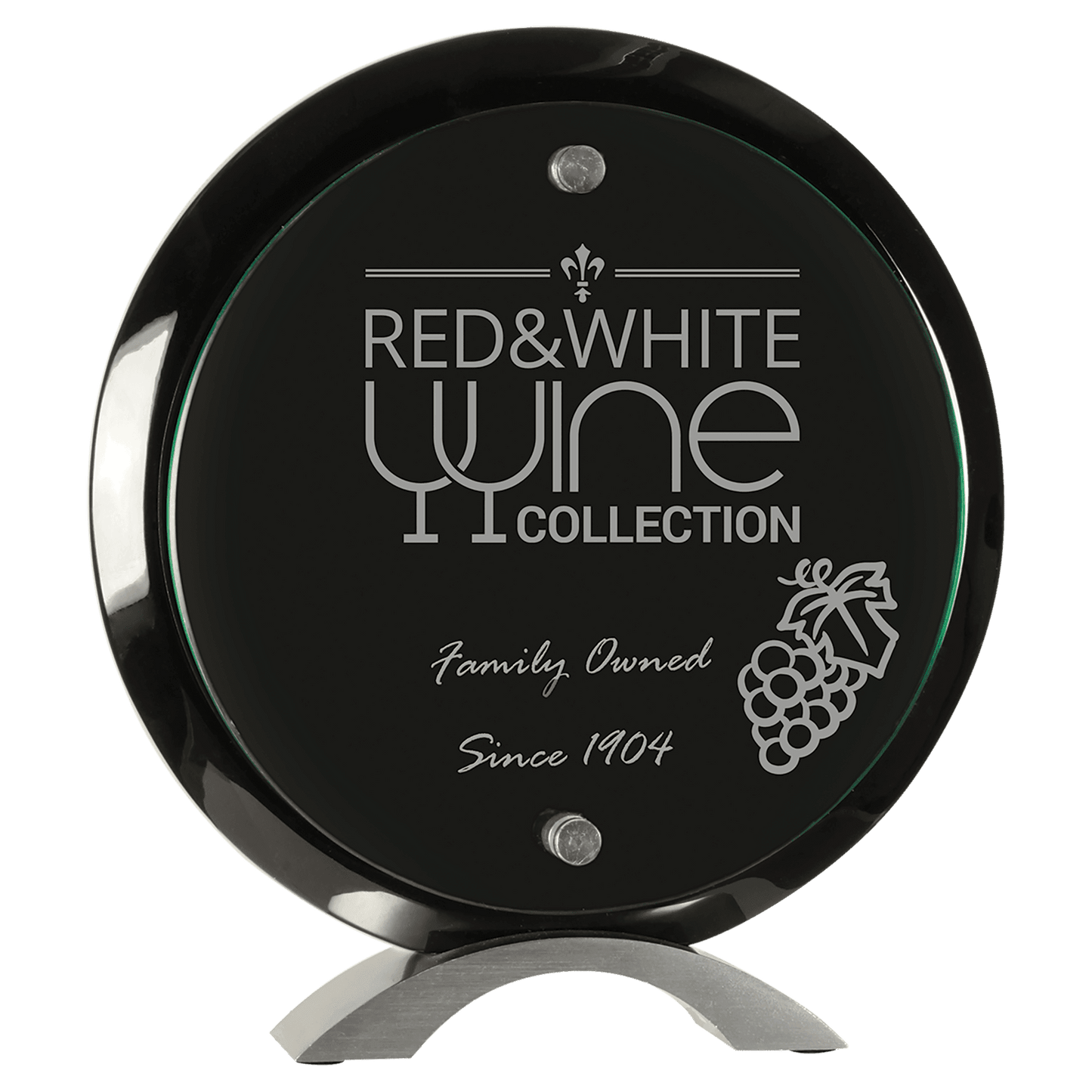 Round Black Piano Finish Floating Acrylic Standup - 8 1/2"