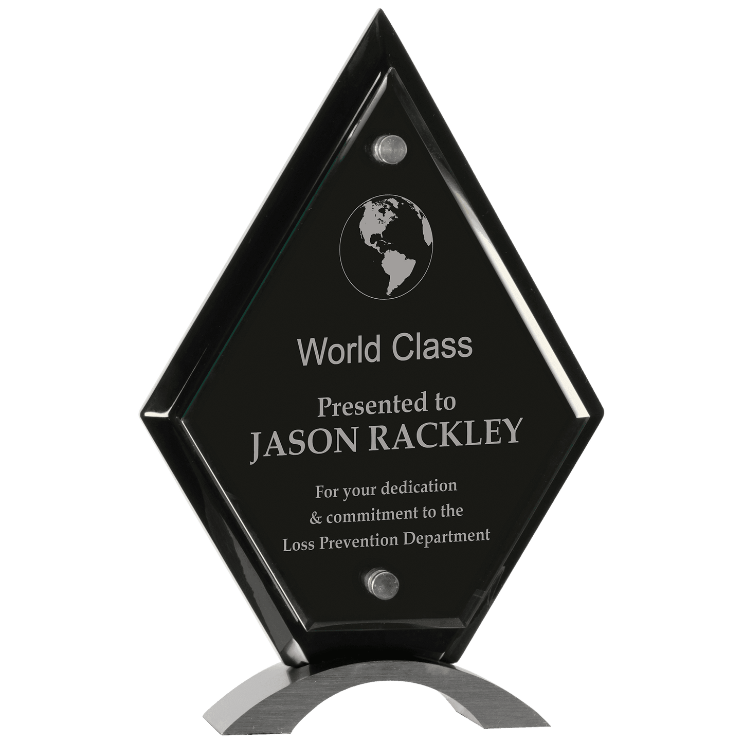 Diamond Black Piano Finish Floating Jade Glass Standup - 10"