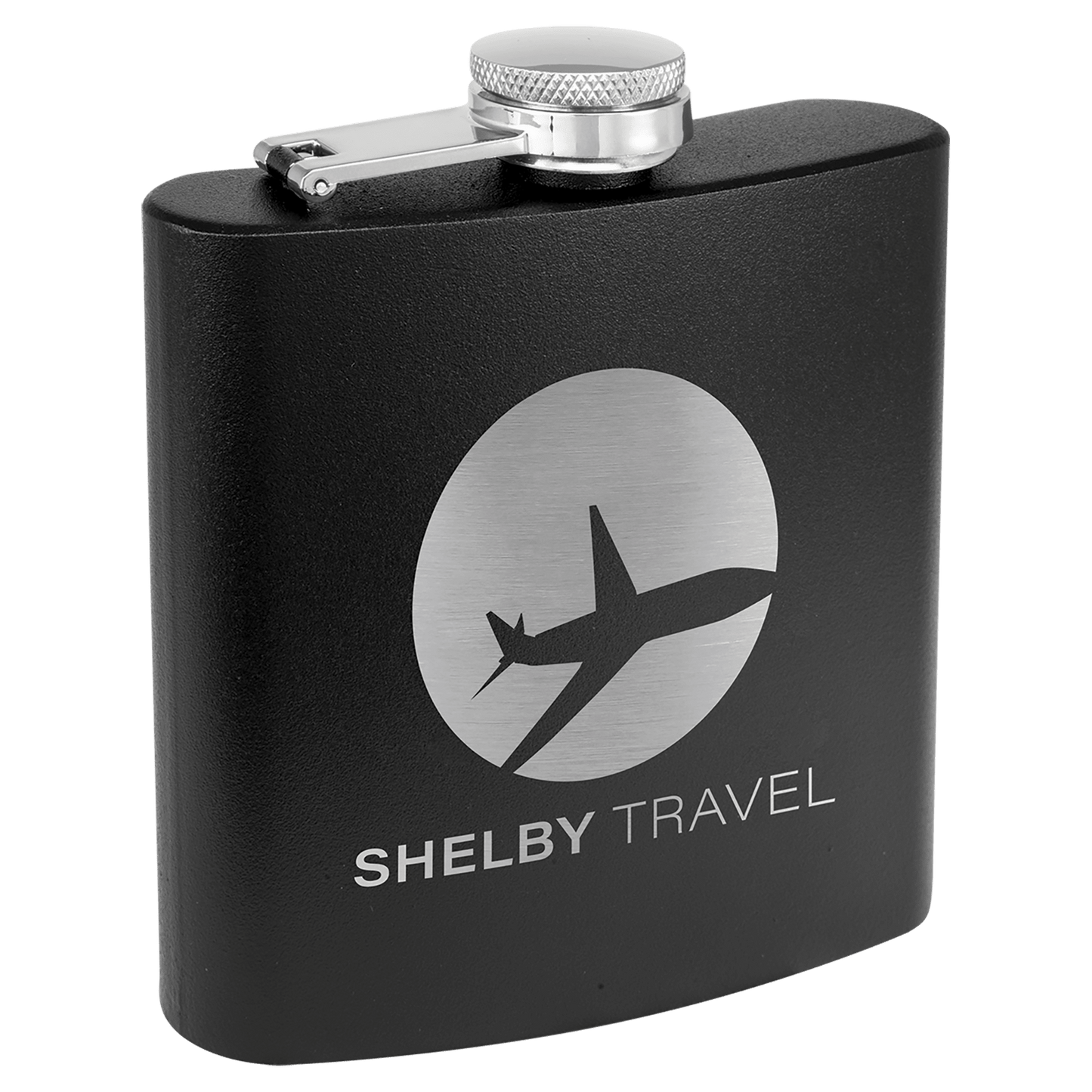 6 oz. Matte Black Powder Coated Engravable Stainless Steel Flask