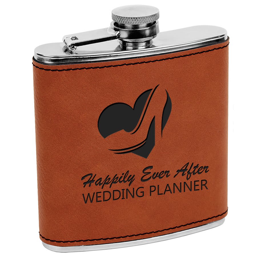 6 oz. Rawhide Engravable Leatherette Stainless Steel Flask