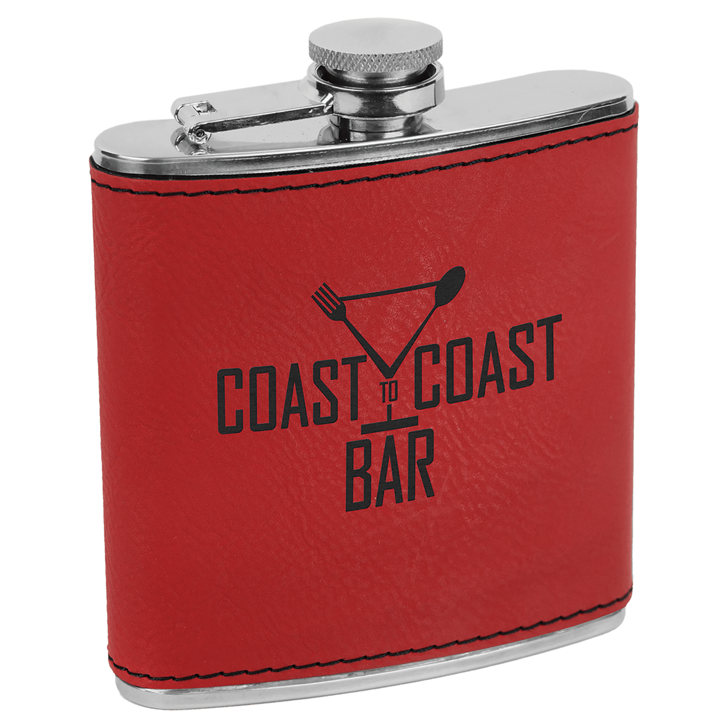 6 oz. Red Engravable Leatherette Stainless Steel Flask