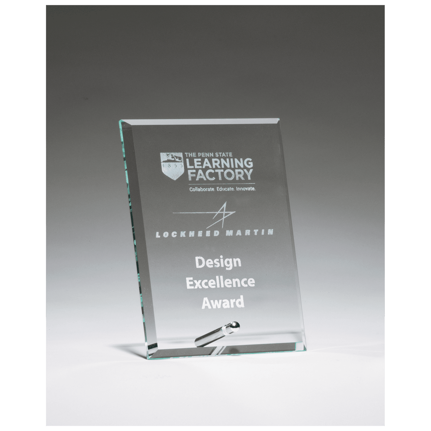 6" x 8" Clear Glass Award with Silver Plated Easel Post