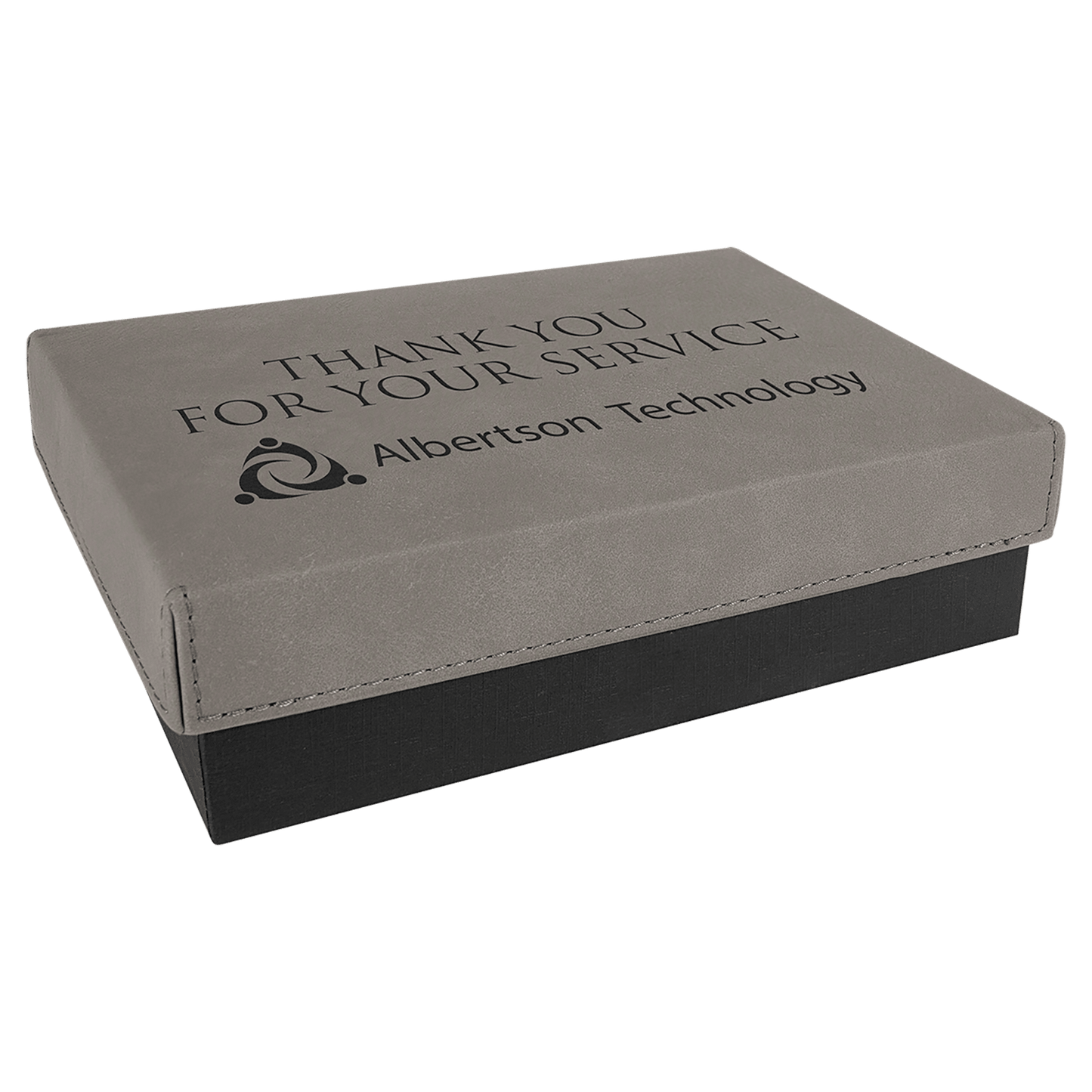 7 3/8" x 5 3/4" Gray Gift Box with Laserable Leatherette Lid