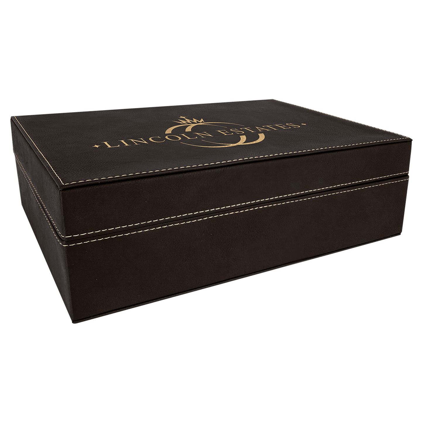 12 1/4" x 8 1/4" Black/Gold Laserable Leatherette Premium Gift Box