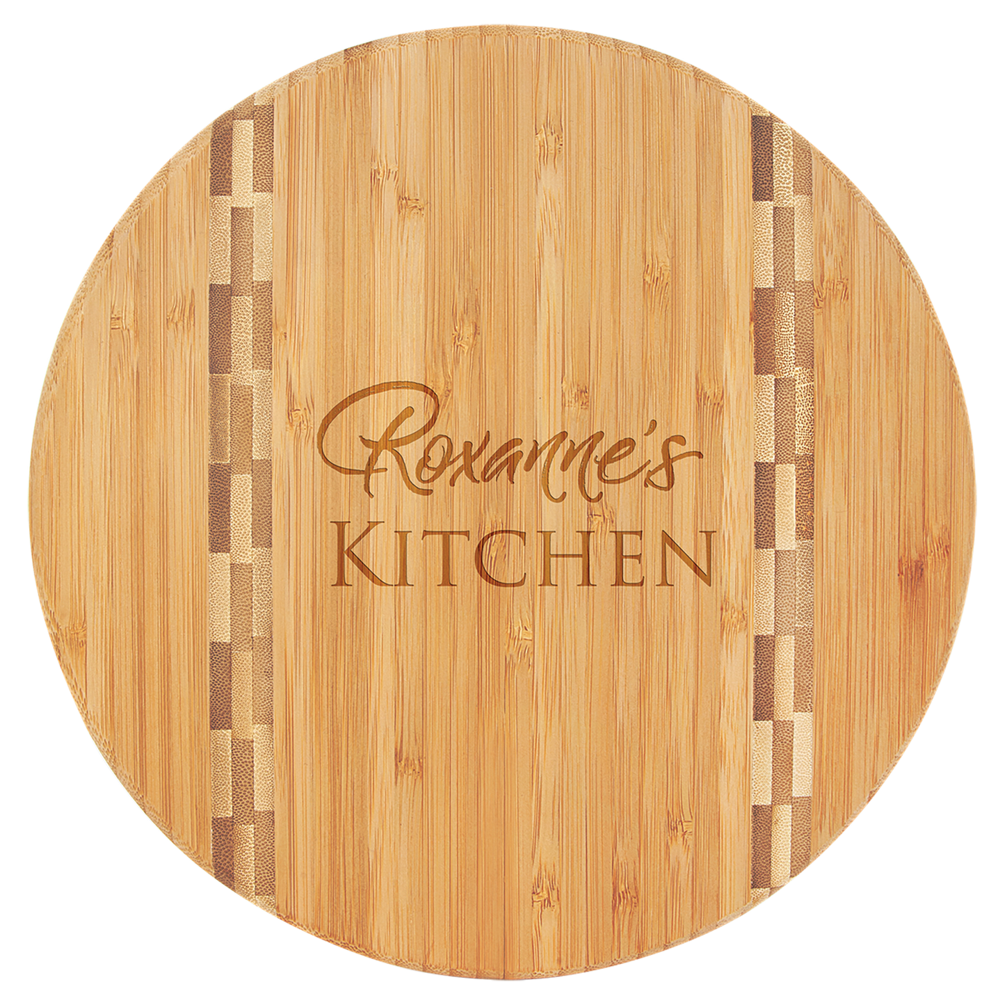 Round Bamboo Cutting Board with Butcher Block Inlay - 9 3/4"