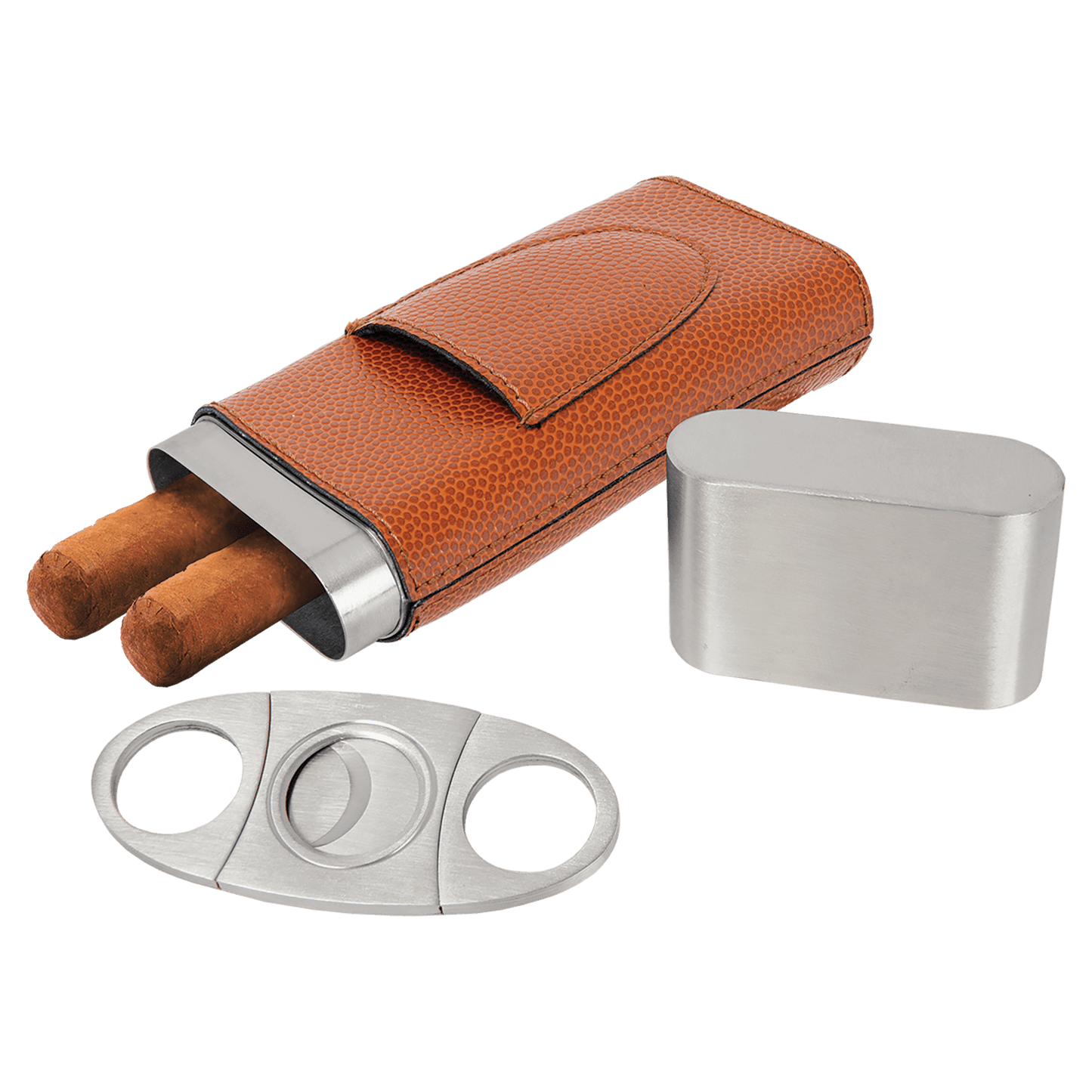 Basketball Engravable Leatherette Cigar Case with Cutter