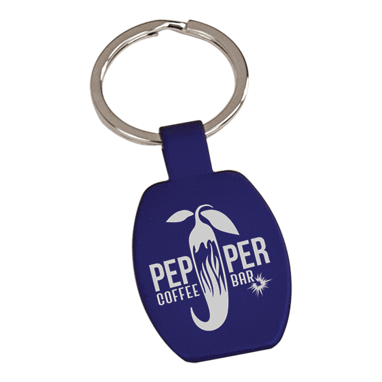 Blue Engravable Rectangle Keychain - 1 5/8"