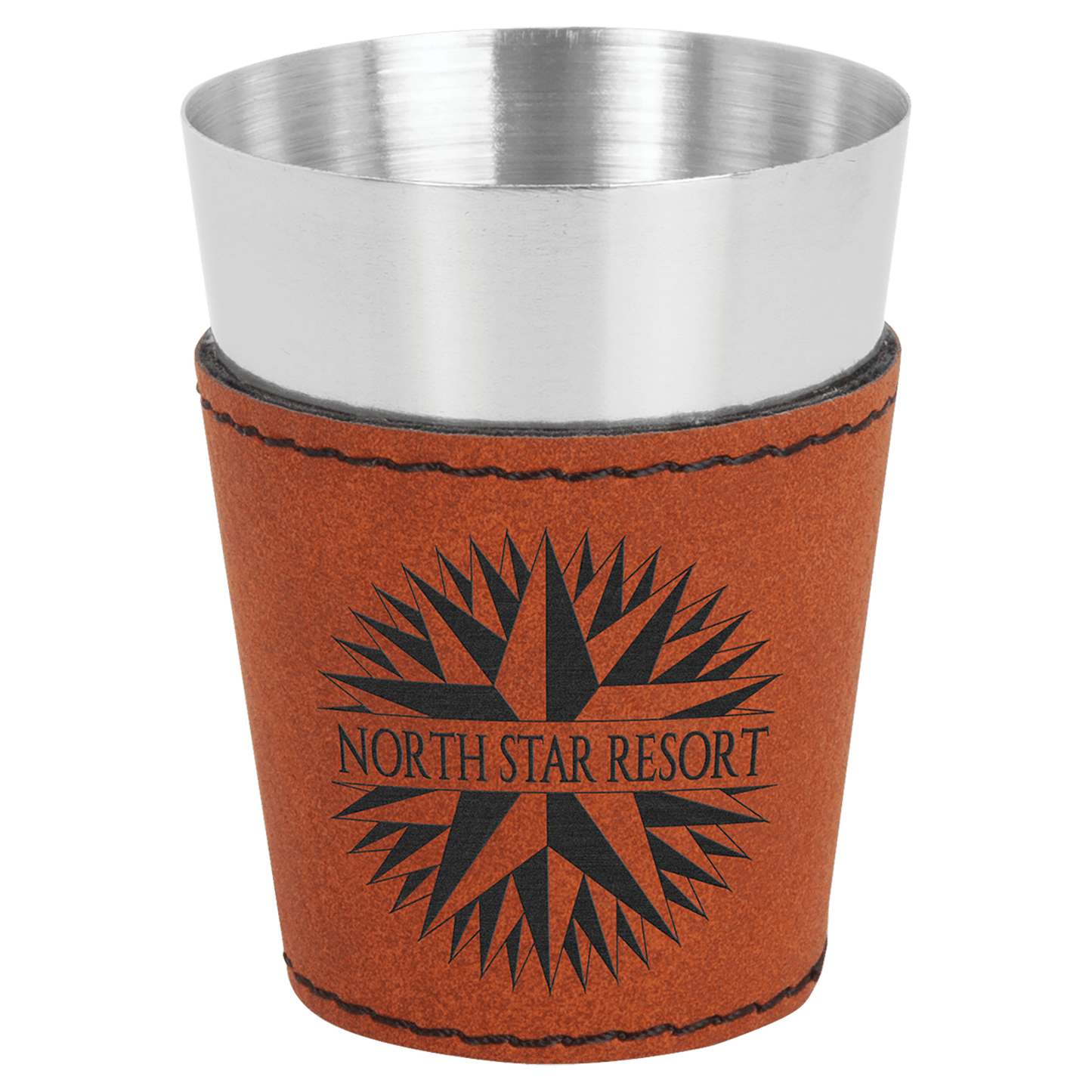 2 oz. Rawhide Engravable Leatherette & Stainless Steel Shot Glass