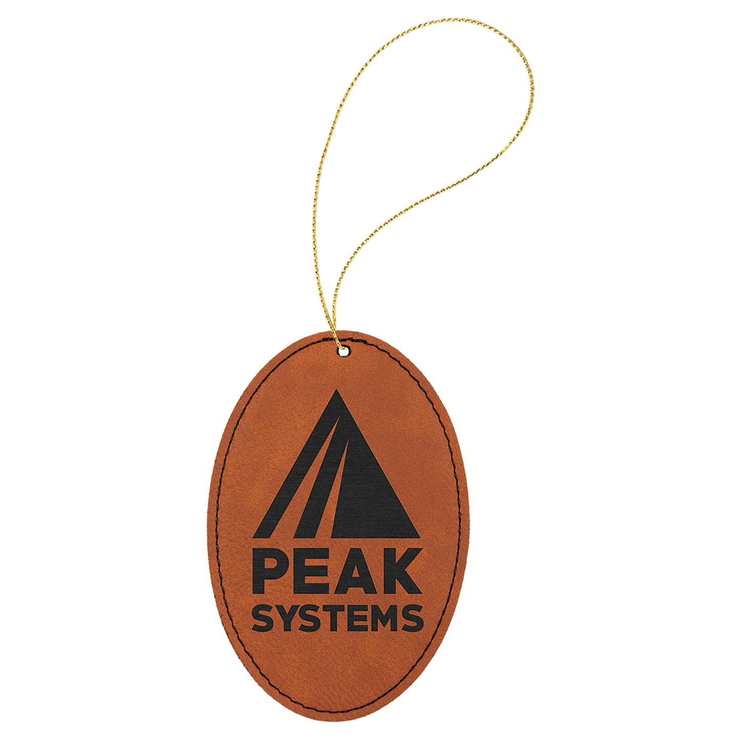 Rawhide Engravable Leatherette Oval Ornament with Gold String