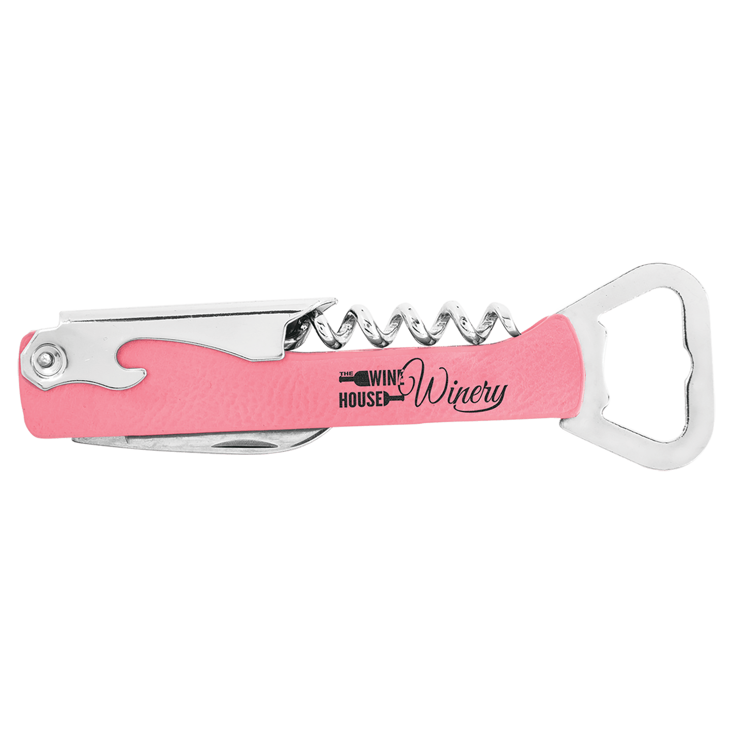Pink Engravable Leatherette Wine Bottle Opener