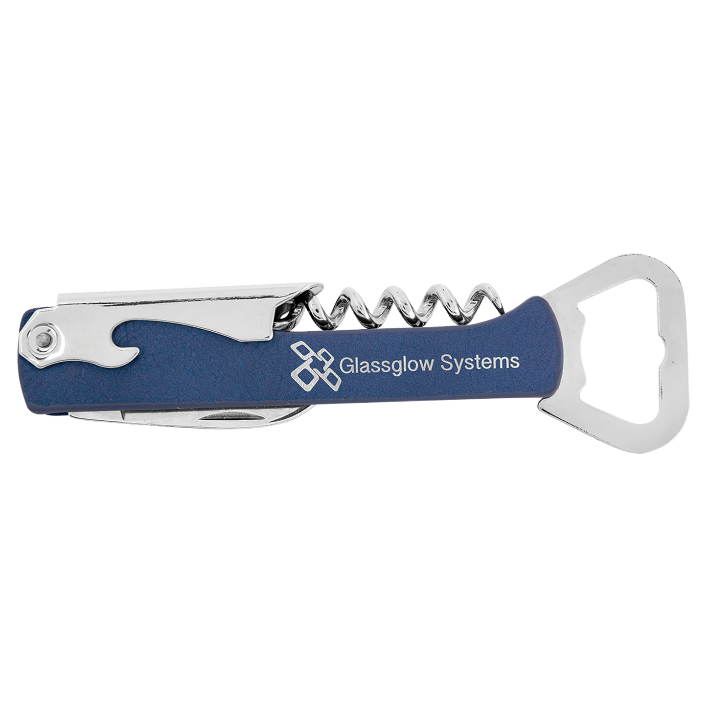 Blue/Silver Engravable Leatherette Wine Bottle Opener