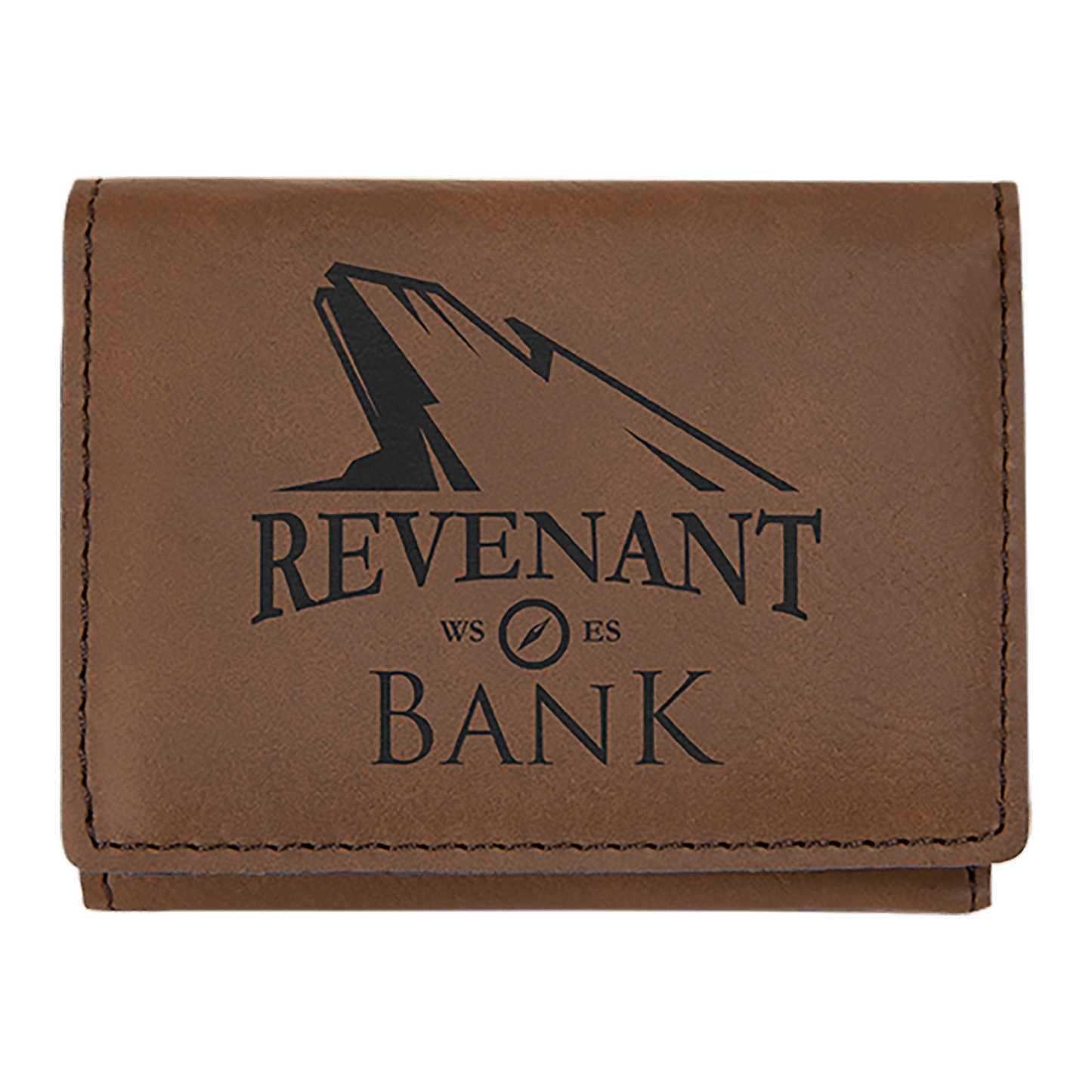 Dark Brown Engravable Leatherette Trifold Wallet - 3" x 4"