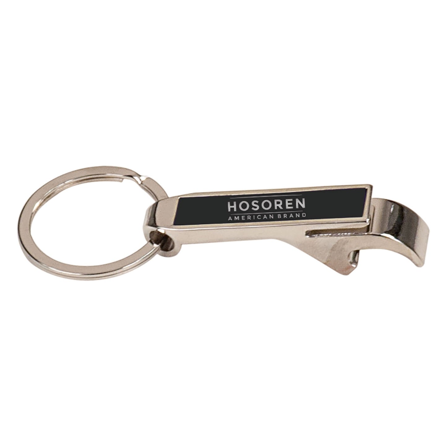 2 1/2" Black Laserable Bottle Opener Keychain