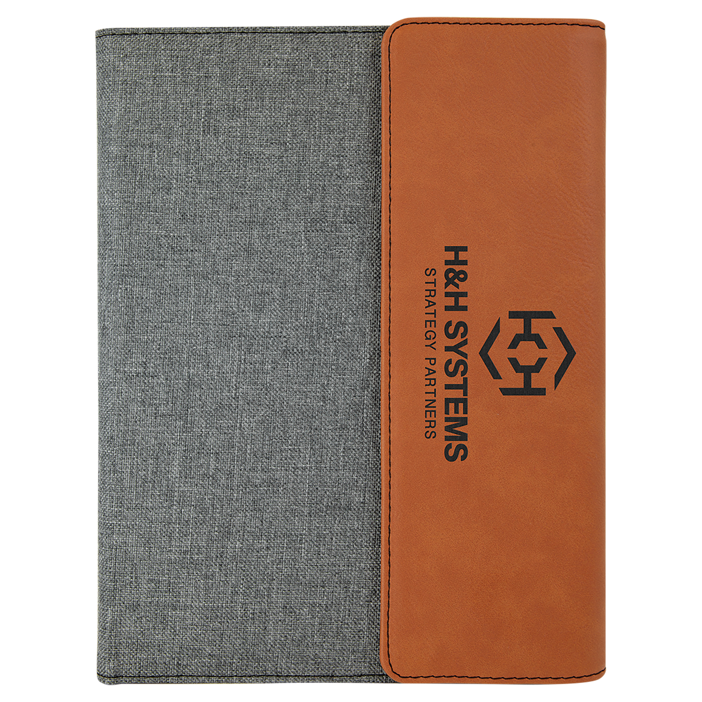 Rawhide Engravable Leatherette / Gray Canvas Portfolio with Notepad - 7" x 9"