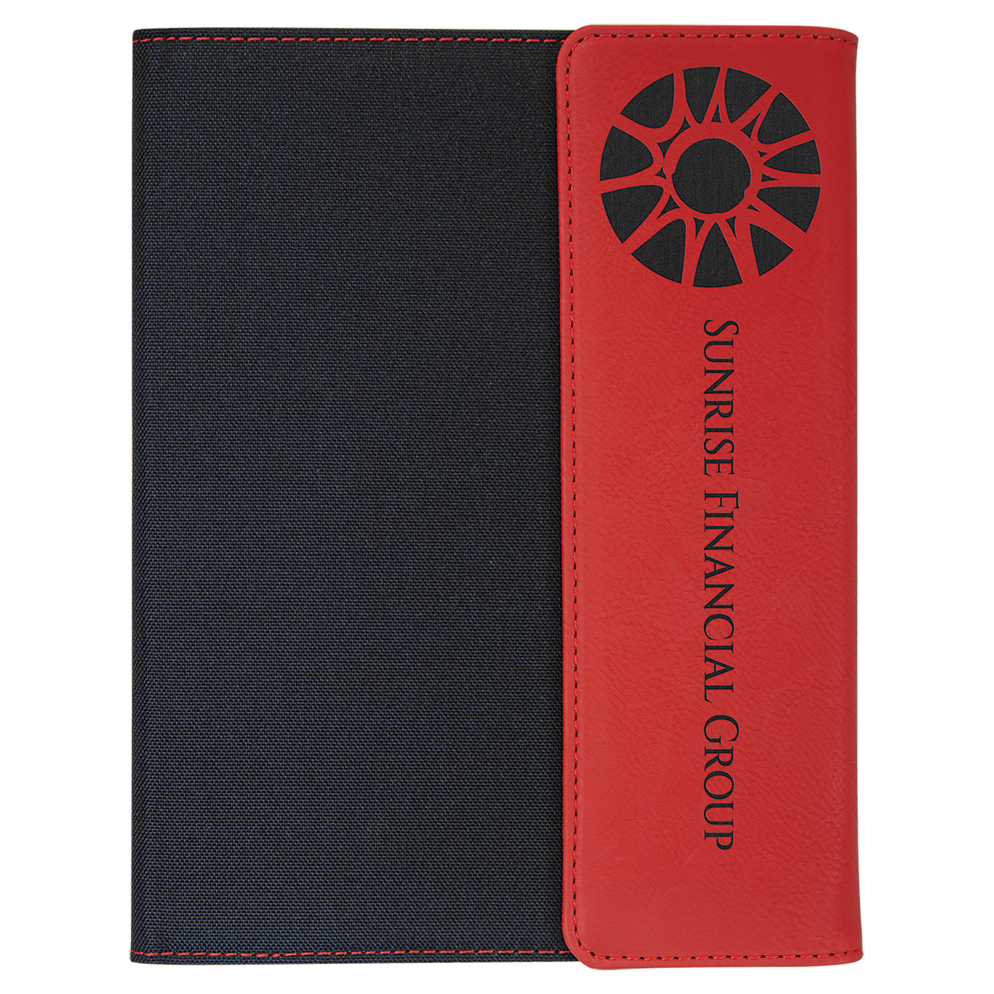 Red Engravable Leatherette / Black Canvas Portfolio with Notepad - 7" x 9"