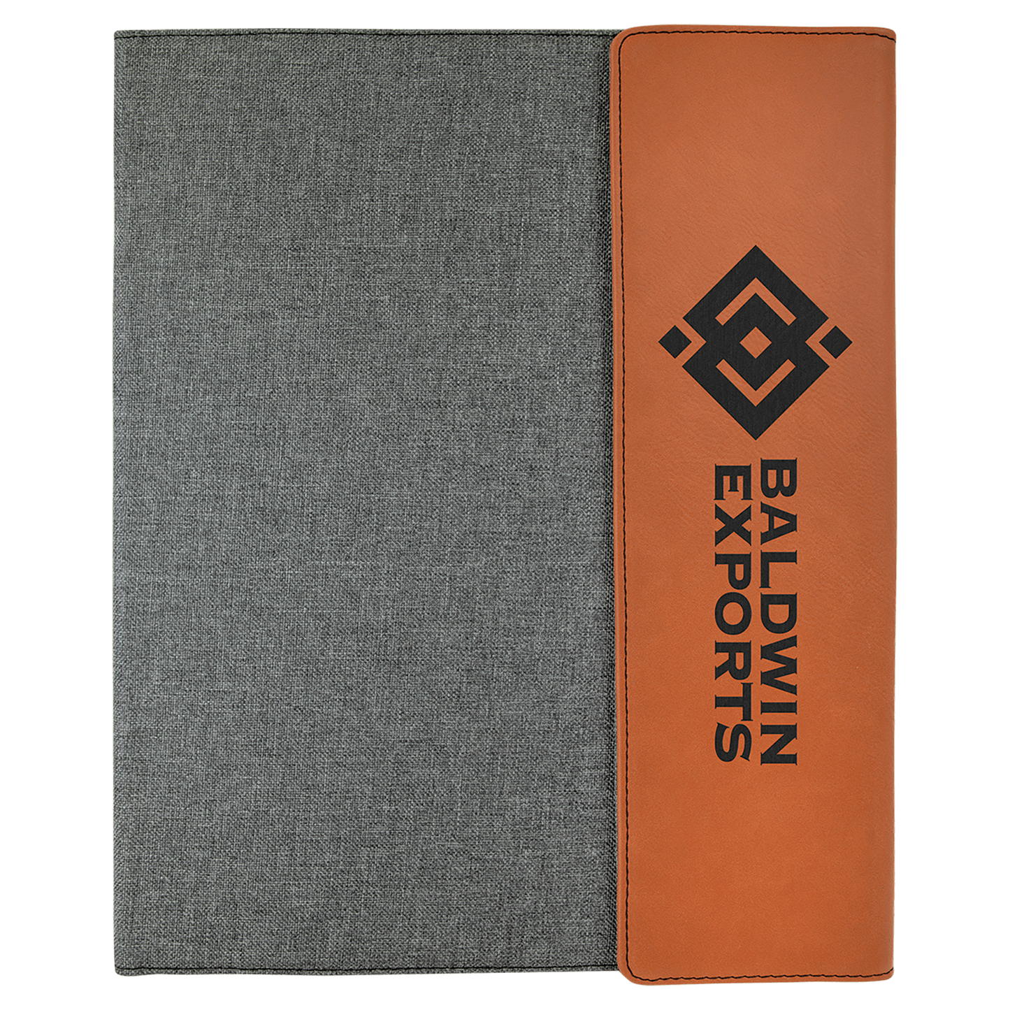 Rawhide Engravable Leatherette / Gray Canvas Portfolio with Notepad - 9 1/2" x 12"