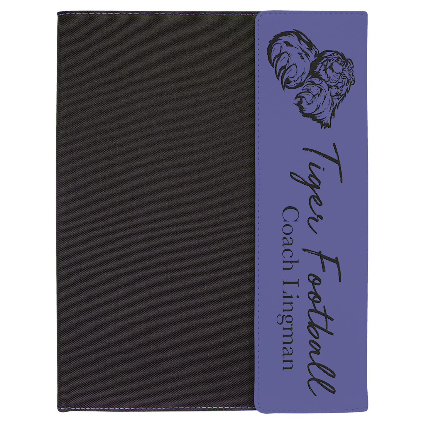 Purple Engravable Leatherette / Black Canvas Portfolio with Note Pad - 9 1/2" x 12"