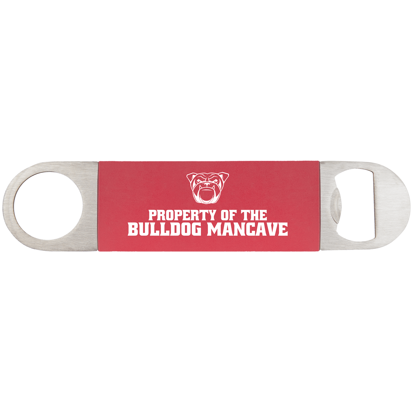 Red/White Bottle Opener with Silicone Grip - 1 1/2" x 7"