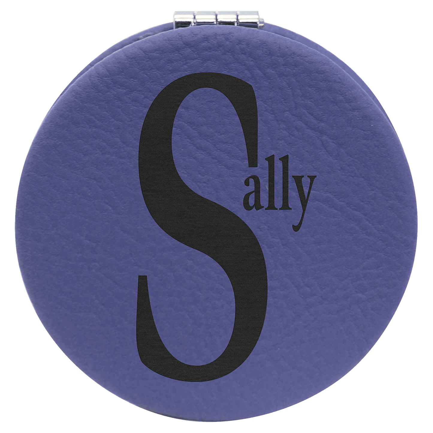 Purple Engravable Leatherette Compact Mirror - 2 1/2"