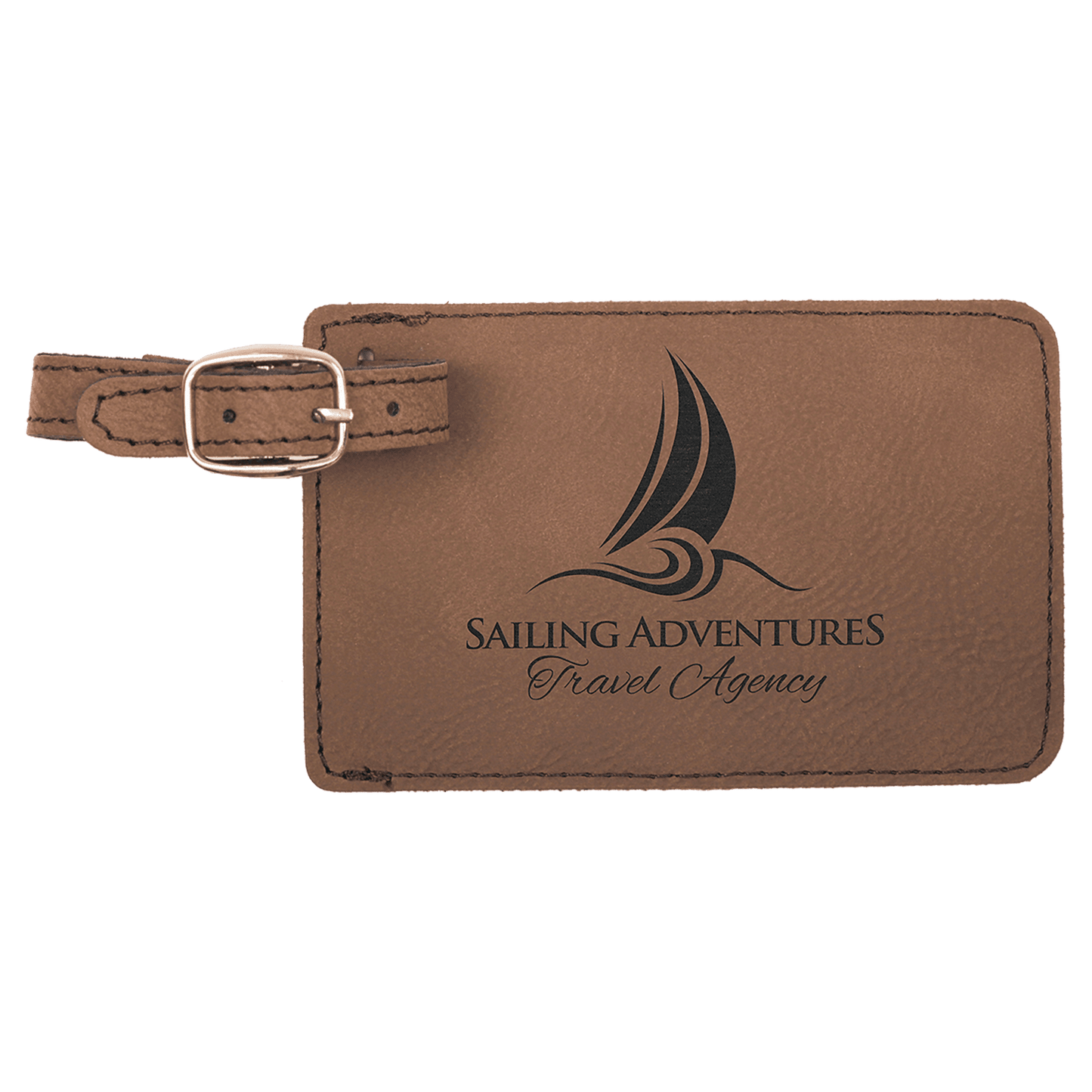 4 1/4" x 2 3/4" Dark Brown Laserable Leatherette Luggage Tag