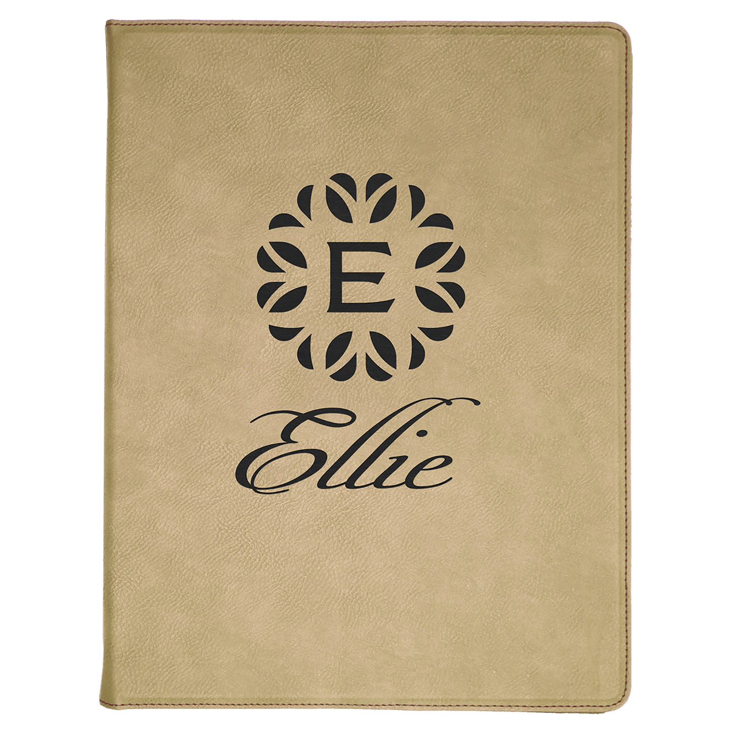 9 1/2" x 12" Light Brown Laserable Leatherette Portfolio with Notepad